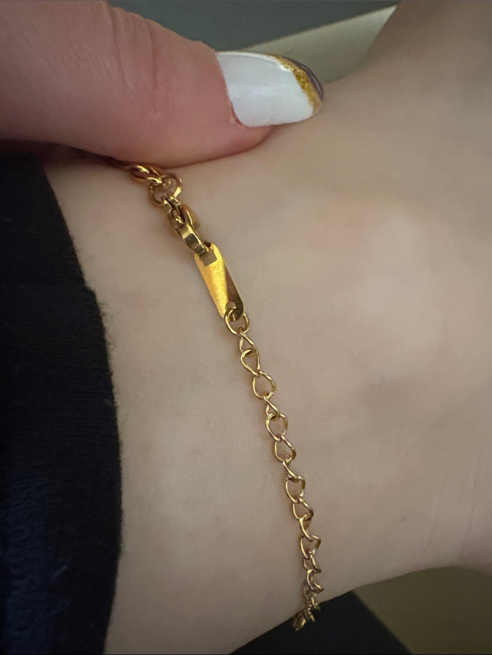 Gold Heart Lock Charm Ankle Bracelet (or bracelet) with Key & Fleur-de-Lis - Picture 8 of 10